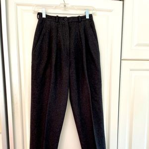 Cashmere, pleated pants. Waist  24” Inseam 27”.